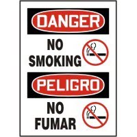 Bilingual Signs Danger No Smoking Signs - Peligro No Fumar with Graphic Accuform SBMSMK016VP Safety Signs