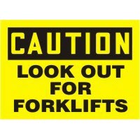 Warehouse Signs Caution Look Out For Forklifts Signs Accuform MVHR661VP Safety Signs