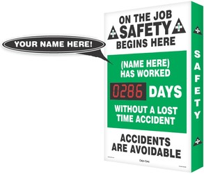 Safety Scoreboards Accuform SCA286 Digi-Day Safety Scoreboards: \"Without a Lost Time Accident\" Safety Scoreboard