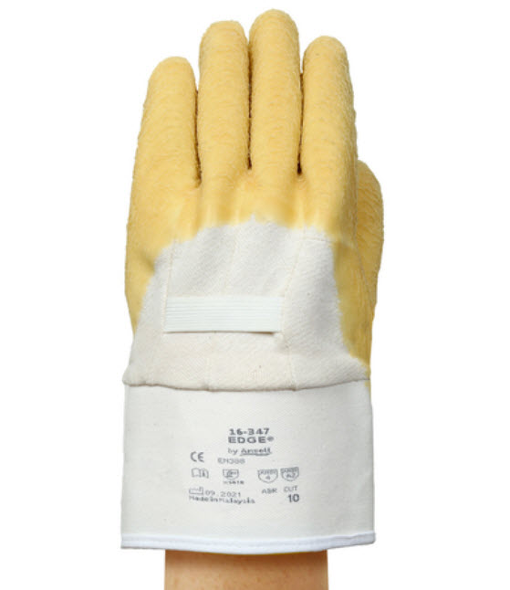 Ansell 16-347 Ansell Edge Size 10 Premium Rubber Coated Gloves With Crinkle Finish And Safety Cuff: 72 Pair