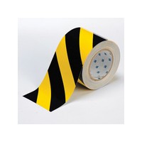 Brady USA 104377 Brady 4\" X 100\' Black And Yellow Diagonal Stripe ToughStripe Polyester Floor Marking Tape