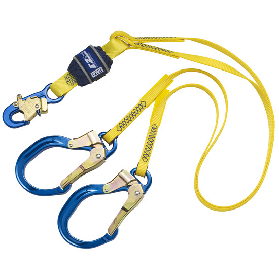 DBI SALA 1246021 6' EZ Stop Twin Leg 100% Tie-Off  Shock Absorbing Lanyard with Aluminum Rebar Hooks