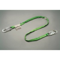 Honeywell 216TWLS/4FTGN Miller 4' Green Single Leg Manyard HP Shock-Absorbing Stretchable Web Lanyard With 2 Locking Snap Hooks