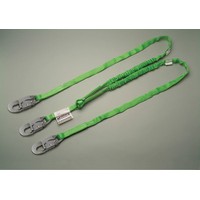 Honeywell 232TWLS-Z7/6FTGN Miller 6\' Green Two Leg Manyard HP Shock-Absorbing Stretchable Web Lanyard With 3 Locking Snap Hooks