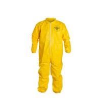 Dupont Personal Protection QC125SYLLG00 DuPont Large Yellow Tychem QC Chemical Protection Coveralls With Serged Seams, Front Zip