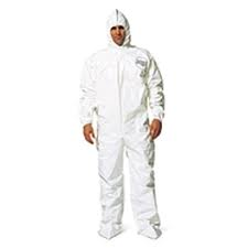 Dupont Personal Protection SL122BWHLG00 DuPont Large White Tychem SL Chemical Protection Coveralls With Bound Seams, Storm Flap