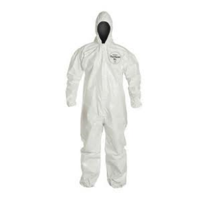 Dupont Personal Protection SL127BWH3X00 DuPont 3X White Tychem SL Chemical Protection Coveralls With Bound Seams, Storm Flap Ove