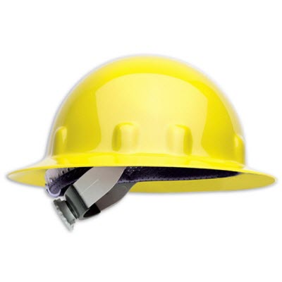 FIBRE-METAL E1RW02A000 SuperEight Yellow HDPE 8-Point Ratcheting Suspension Full Brim Hardhat