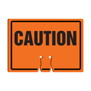 ACCUFORM FBC752 10\" x 14\" .060\" Plastic Orange Double-Sided CAUTION Cone Top Warning Sign