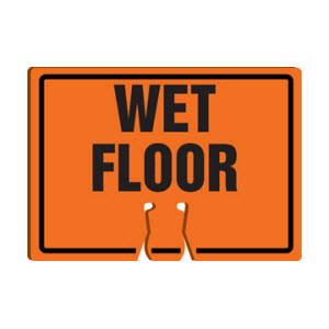 ACCUFORM FBC760 10" x 14" .060" Plastic Orange Double-Sided WET FLOOR Cone Top Warning Sign