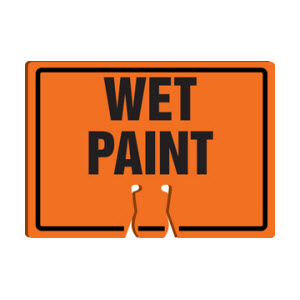 ACCUFORM FBC762 10\" x 14\" .060\" Plastic Orange Double-Sided WET PAINT Cone Top Warning Sign