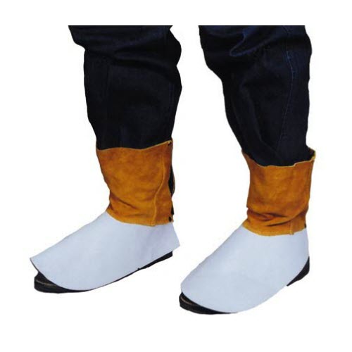 STANCO GB32 6" Gold and Gray Band Leather Welder's Spats