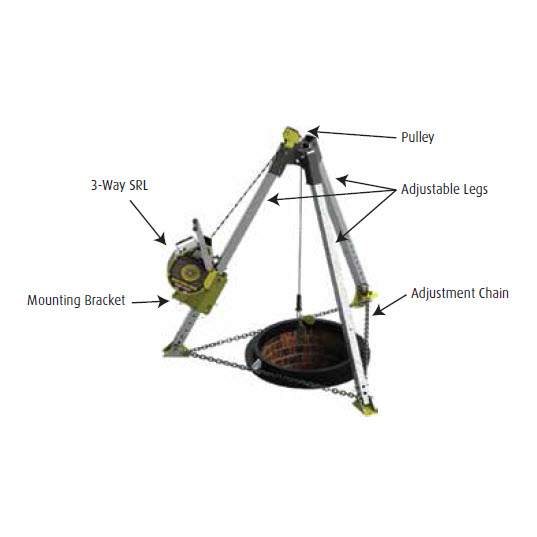 Guardian 20004 Arc-O-Pod Confined Space System with 60\' 3-Way SRL