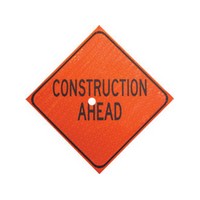 Cortina 07-800-3069 36" Fluorescent Orange Reflexite Reflective Marathon Roll-Up Sign "Construction Ahead"