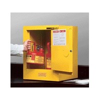 Justrite Manufacturing Co 890420 Justrite 22" X 17" X 17" Yellow 4 Gallon Countertop Sure-Grip EX Safety Cabinet With 1 Self-Clo