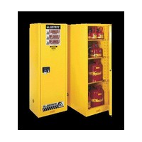 Justrite Manufacturing Co 895420 Justrite 65" X 23 1/4" X 34" Yellow 55 Gallon Deep Slimline Sure-Grip EX Safety Cabinet With 1