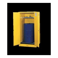 Justrite Manufacturing Co 896200 Justrite 65\" X 34\" X 34\" Yellow 55 Gallon Sure-Grip EX Safety Cabinet For 1 Vertical Drum With