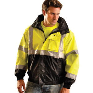 OccuNomix LUX-TJBJ-B OccuLux Hi-Viz Yellow and Black Two-Tone Convertible Bomber Jacket