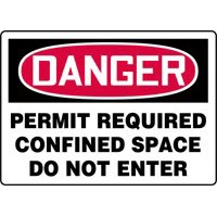 Accuform Signs MCSP007VP Accuform Signs 7\" X 10\" Red, Black And White Plastic Value Permit Sign \"Danger Permit Required Confined