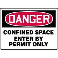 Accuform Signs MCSP134VA Accuform Signs 10\" X 14\" Red, Black And White Aluminum Value Permit Sign \"Danger Confined Space Enter B