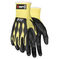 Memphis Gloves KV100M Memphis Medium Yellow And Black ForceFlex Nitrile KV Coated Work Gloves With Kevlar Shell, Nitrile Palm An