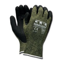 Memphis Gloves 9389M Memphis Medium KS-5 13 Gauge Cut Resistant Black Latex Dipped Palm And Finger Coated Work Gloves With Green