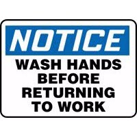 Accuform Signs MRST812VA Accuform Signs 7\" X 10\" Blue, Black And White Aluminum Value Wash Hands Sign \"Notice Wash Hands Before