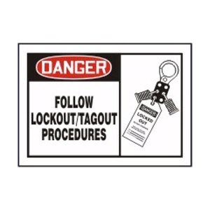 ACCUFORM MLKT001VP 10\" x 14\" FOLLOW LOCKOUT/TAGOUT PROCEDURES Lockout Graphic Plastic Sign