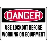Accuform Signs MLKT021VP Accuform Signs 7\" X 10\" Red, Black And White Plastic Value Lockout Sign \"Danger Use Lockout Before Work