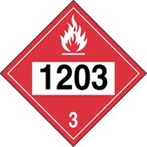 Accuform MPL733CT1 10 3/4\" x 10 3/4\" 1203 Graphic Gasoline 4 Digit DOT Placard Sticker