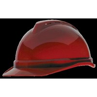 MSA (Mine Safety Appliances Co) 10034022 MSA Red V-Gard Advance Class C Type I Polyethylene Vented Hard Cap With Fas-Trac 4 Poin