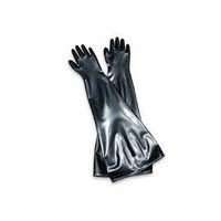 Honeywell 8B3032A/10H North Size 10 1/2, 32\", 30 Mil Black Ambidextrous Butyl Dry Box Glove With 8\" Diameter Cuff