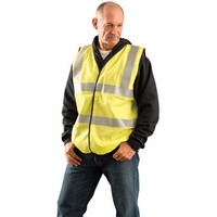 Occunomix LUX-SSCFGFR-Y3X OccuNomix 3X Hi-Viz Yellow Flame Resistant Cotton Class 2 Solid Vest With 2 Each 2\" Vertical And Horiz