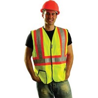 Occunomix SSG2T-Y2X OccuNomix 2X Yellow OccuLux Lightweight Polyester Class 2 Two-Tone Vest With Front Hook And Loop Closure, 2\"