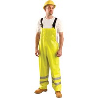 Occunomix TBIB/FR-Y2X OccuNomix 2X Hi-Viz Yellow Premium Flame Resistant PVC Coated Modacrylic/Cotton Jersey Rain Bib Pants With