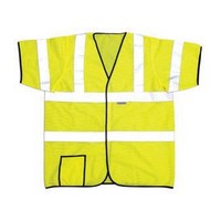 Occunomix HSCOOL3-YXL OccuNomix X-Large - Regular Yellow Lightweight Mesh Class 3 Short Sleeve Vest With Front Hook And Loop Clo