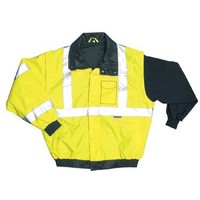 Occunomix TJBJ-YL OccuNomix Large Yellow PVC Coated Polyester Class 3 Weather Resistant Bomber Jacket With Front Hook And Loop C
