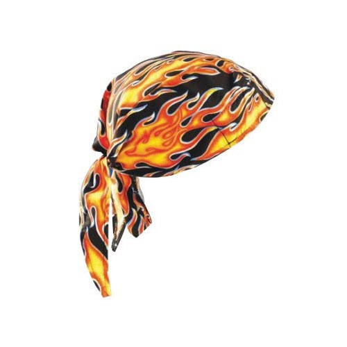 Occunomix TN6-FLA OccuNomix One Size Fits All Big Flames Tuff Nougies Deluxe Tie Hat (Doo Rag) With Elastic Rear Band