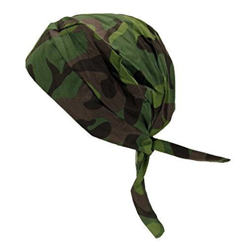 Occunomix TN6-JFL OccuNomix One Size Fits All Jungle Camo Tuff Nougies Deluxe Tie Hat (Doo Rag) With Elastic Rear Band