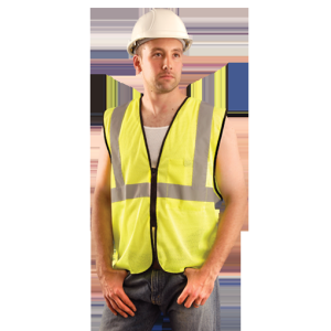 Occunomix ECO-GCZ-OL/XL OccuNomix Large - X-Large Hi-Viz Orange Polyester Mesh ANSI 107-2010 Value Vest With Zipper Closure, 2\"