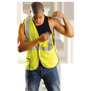 Occunomix LUX-SSBRPC-YM OccuNomix Medium Hi-Viz Yellow OccuLux Lightweight Polyester And Mesh Class 2 Break-Away Vest With Front