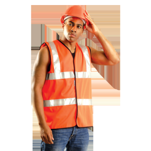 Occunomix LUX-SSFULLG-OL OccuNomix Large Hi-Viz Orange OccuLux Polyester Tricot Class 2 Solid Premium Dual Stripe Full Vest With