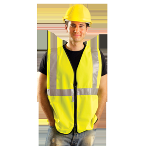 Occunomix LUX-SSGZ-YL OccuNomix Large Yellow OccuLux Lightweight Polyester Class 2 Vest With Zipper Front Closure And 2\" 3M Scot