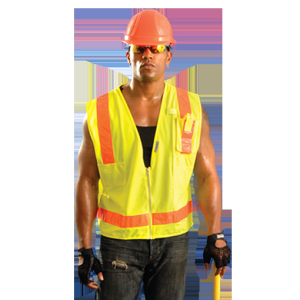 Occunomix LUX-SSLSDZ-OL OccuNomix Large Orange OccuLux L\'Orange Lightweight Polyester And Mesh Class 2 Classic Orange Gloss Vest