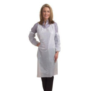 Cordova PA2846 Universal 1.25 mil White Polyethylene Aprons: Case of 1000