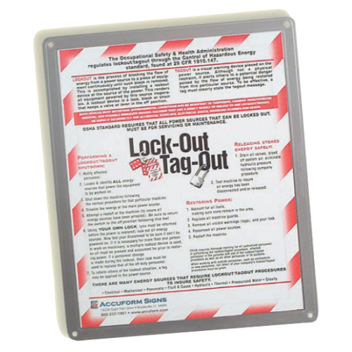 ACCUFORM PST118 Snap Tight Clear Lockout/Tagout Procedures Frame
