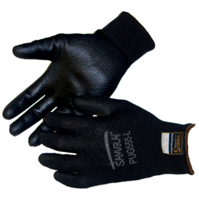 Global Glove PUG555 Black PU Coated Taeki 5 Duracore Spun Silicum Reinforced Fiber Gloves