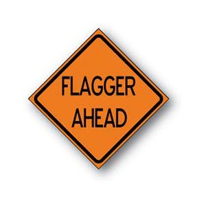 DICKE RUNR48200FA 48" Non-Reflective FLAGGER AHEAD Solid Roll-Up Sign