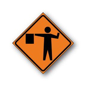 DICKE RUNR48200FS 48\" Non-Reflective Flagger Symbol Solid Roll-Up Sign