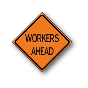 DICKE RUNR48200WA 48" Non-Reflective WORKERS AHEAD Solid Roll-Up Sign